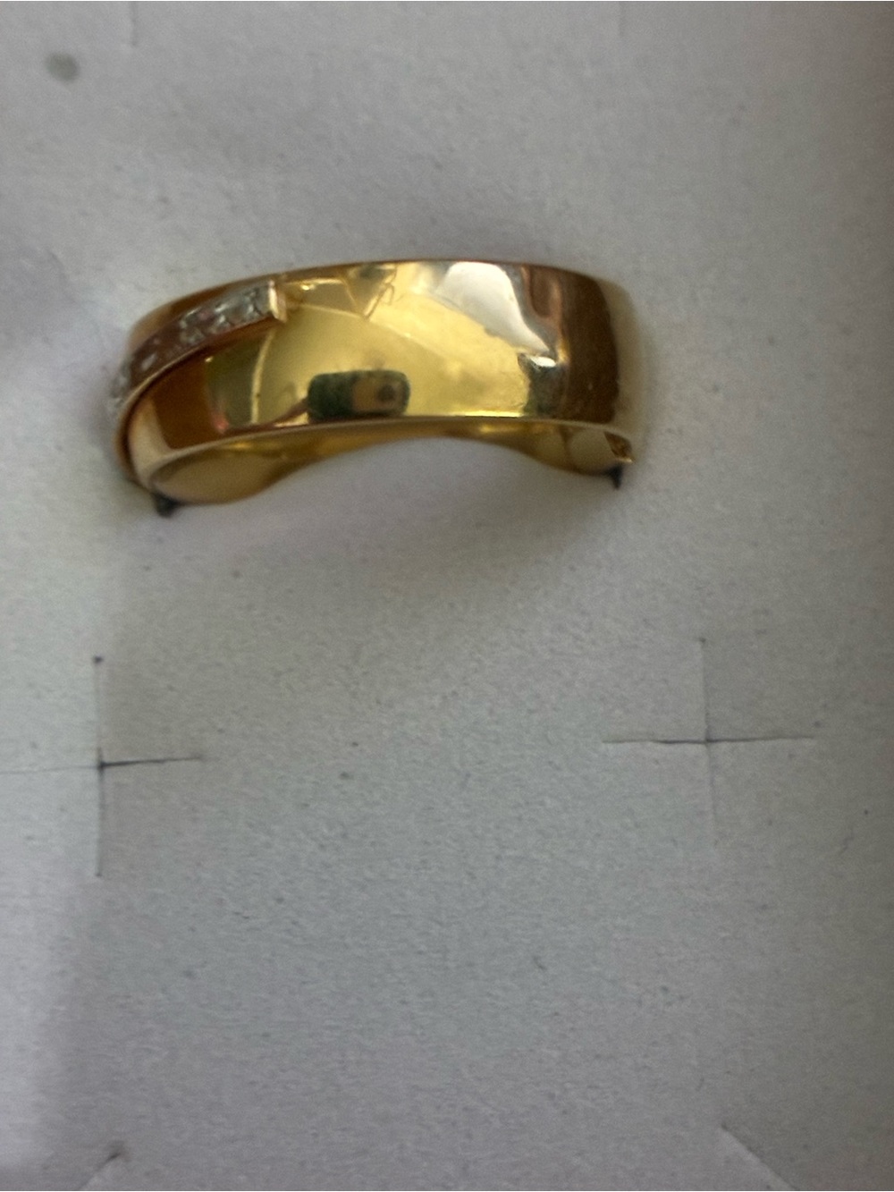 Milor 18k gold Women's Band Ring with  Diagonal diamonds Accent - Picture 2 of 9